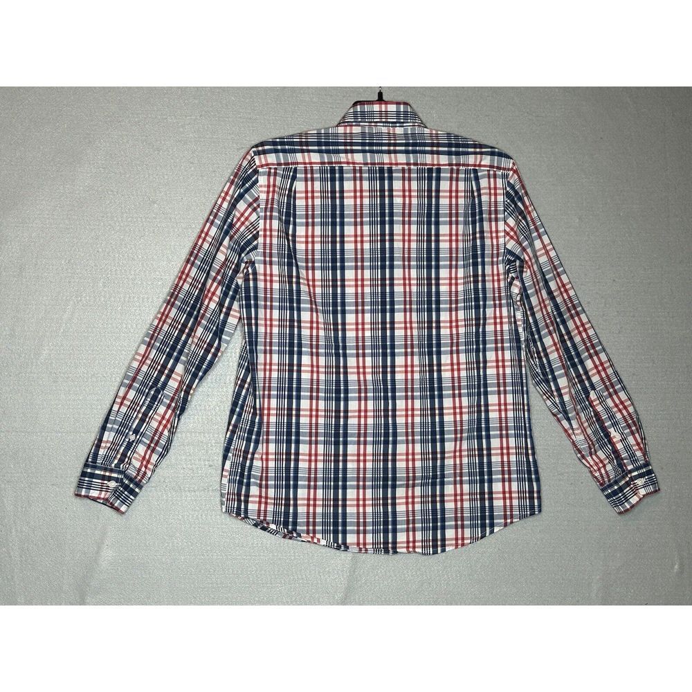 Tailor Vintage Men's Performance Medium Red Blue Plaid Long Sleeve Button Down‎ - Picture 3 of 9